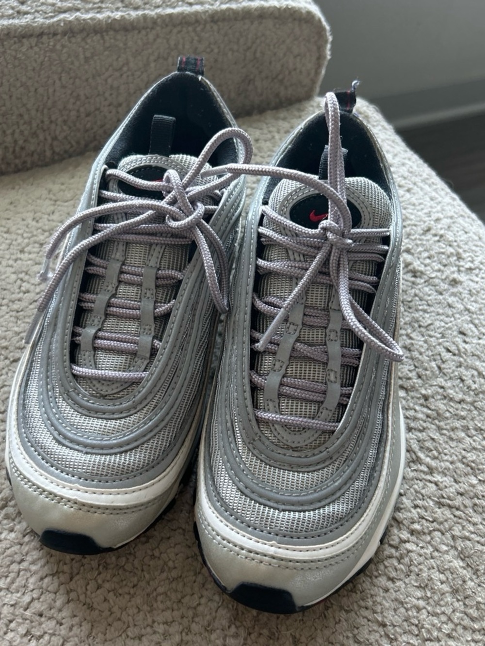 Nike Silver and Light Pink Air Max Style Sneakers